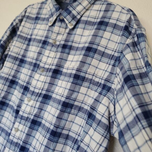 Lands End Men's Flannel Shirt Blue Plaid Traditional Fit Sz XL 17-17.5 - Picture 6 of 15